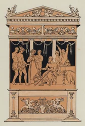 Ein Chor wird trainiert (Farblithografie)