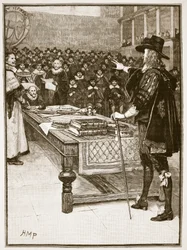 Prozess gegen Charles, Illustration aus Cassells Illustrierter Geschichte Englands