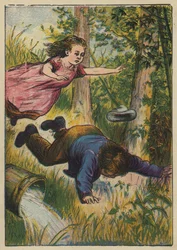 Den Hügel hinauf und hinunter (Farblithografie)