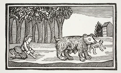 Valentin und Orson, Illustration aus Chap-books of the Eighteenth Century von John Ashton, veröffentlicht 1882
