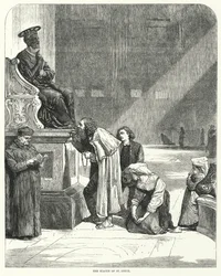 Vatikan, St. Peter, Küssen der Zehen der Statue von St. Peter