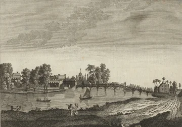 Ansicht von Hampton Court vom gegenüberliegenden Ufer der Themse