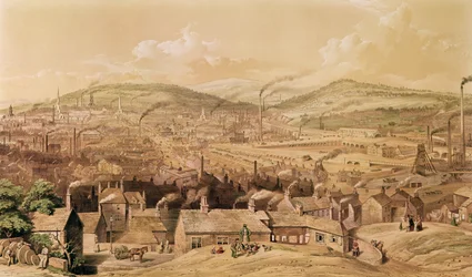 Ansicht von Industriestadt Sheffield aus Südosten von William Ibbit, 1854