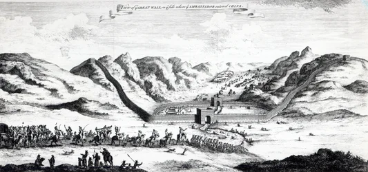 Ansicht der Großen Mauer auf der Seite, wo der Botschafter China betrat, aus 