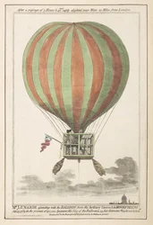 Vincent Lunardi in der Luft nach seinem Aufstieg von Moorfields, September 1784