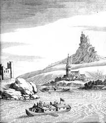 Strudel in der Donau, aus An Account of Several Travels von Edward Browne, veröffentlicht 1677
