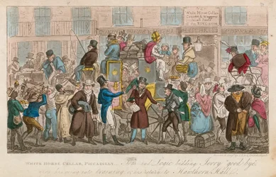 White Horse Cellar, Piccadilly, London; Tom und Logic verabschieden sich von Jerry