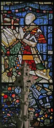 Fenster Ew mit Darstellung von Richard Beauchamp (komposite Figur mit weiblichem Gesicht)