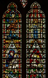Fenster Ww mit der Darstellung der Himmelfahrt sowie Gott bei der Krönung Mariens