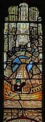 Fenster s2, die Geschichte der Arche Noah darstellend: Rückkehr der Taube