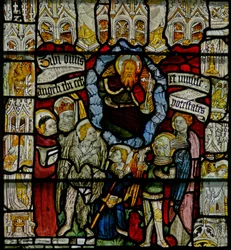 Fenster w24 mit dem Te Deum und der Engelshierarchie