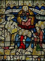 Fenster w25 mit dem Te Deum: der Klerus