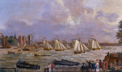 Yachten der Cumberland-Flotte vor dem Lambeth Palace, 1775