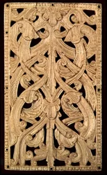 Englisches Knochenrelief, ca. 1125-50: Ehemals Einband einer gedruckten Bibel, 1552