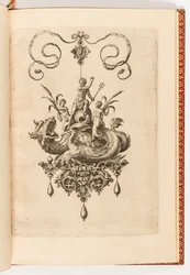 Druck, Platte 4, aus Bullarum Inaurium etc. Archetypi Artificiosi Pars Altera (Anhänger, Ohrringe, etc. Designs der geschicktesten Art, Teil Zwei)