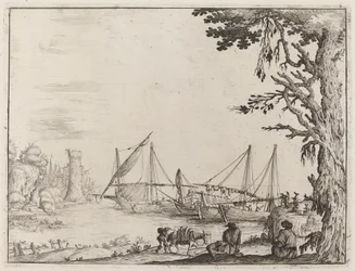 Hafen mit verankerten Schiffen