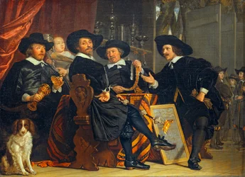 Die Vorsteher der Bruderschaft der Armbrustschützen des heiligen Sebastian, die zur Bürgergarde von Amsterdam gehören ...