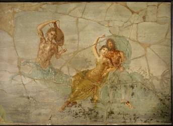 Neptun und Amphitrite, auf dem Schwanz eines Tritons reitend