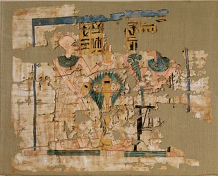 Bemalter Stoff, aus dem östlichen Friedhof von Deir el-Medina