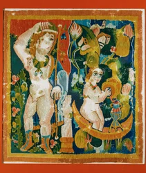Wollener Wandteppich mit dem Gott Dionysos