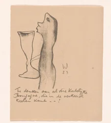 Figur mit großem Weinglas