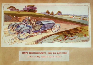Das Richard-Brasier-Auto, gefahren von Leon Thery während des Gordon-Bennett-Rennens in der Auvergne im Jahr 1905, ca. 1910