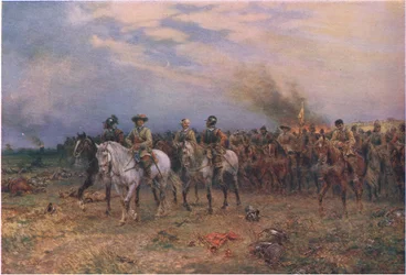 Cromwell bei Marston Moor, aus Cassells History of the British People, veröffentlicht von der Waverley Book Company Limited, ca. 1940