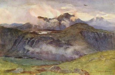 Merrick und Loch Enoch vom Gipfel des Corscrine