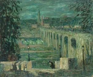 High Bridge bei Nacht, New York City, um 1910-1920
