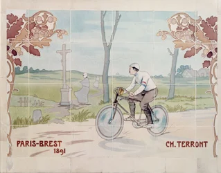Charles Terront im ersten Langstreckenradrennen 1891 zwischen Paris und Brest