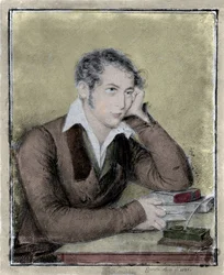 Risorgimento: Porträt des Patrioten, Philosophen und politischen Denkers Carlo Cattaneo (1801-1869) Zeichnung von Ernesta Bisi