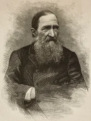 Dichter Jozef Ignacy Kraszewski (1812-1887) in Genf am 19. März, Gravur von Ernesto Mancastroppa nach einem Foto von Romarolo, aus L