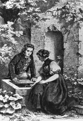 Hermann und Dorothea am Brunnen, Illustration für Hermann und Dorothea