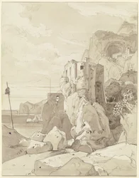 Amalfi, Blick über einen Wachturm auf S. Francesco