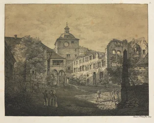 Sechs Ansichten des Heidelberger Schlosses: Schlossterrasse