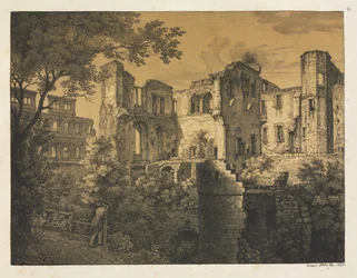 Sechs Ansichten des Heidelberger Schlosses: Westlicher Teil