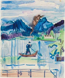 Bergsee mit Ruderer