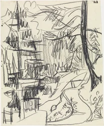 Bergwald und Hütten