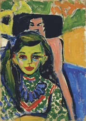 Fränzi vor geschnitztem Stuhl, 1910
