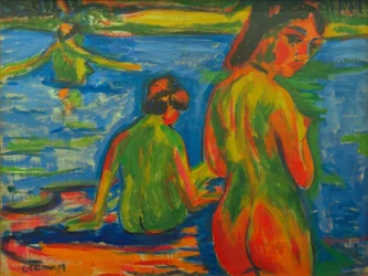 Im See badende Mädchen