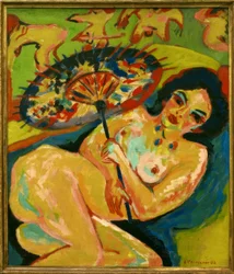 Mädchen unter Japanschirm