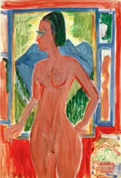 Nackte Frau am Fenster