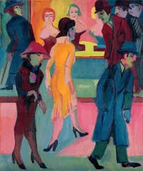 Straßenszene vor dem Friseurladen, 1926