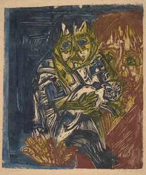 Frau mit Kind und Katze