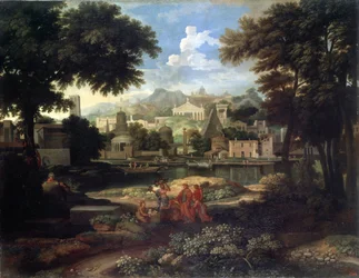 Landschaft mit dem aus dem Nil geretteten Moses