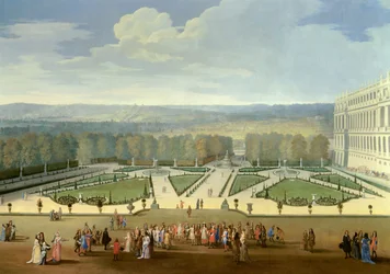 Spaziergang von Ludwig XIV. im nördlichen Parterre der Gärten von Versailles