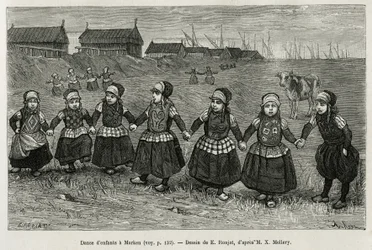 Kindertänze in Marken (Niederlande), Illustration nach einer Zeichnung von E. Ronjat, zur Geschichte 