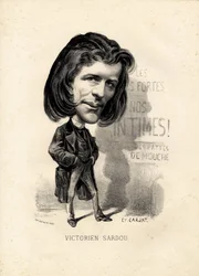 Flugblatt - Illustration von Etienne Carjat (1826-1906): Literatur - Victorien Sardou (1831-1908)