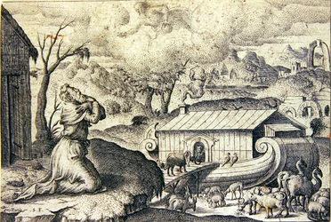 Noah befolgt Gottes Anweisungen, die Arche zu füllen