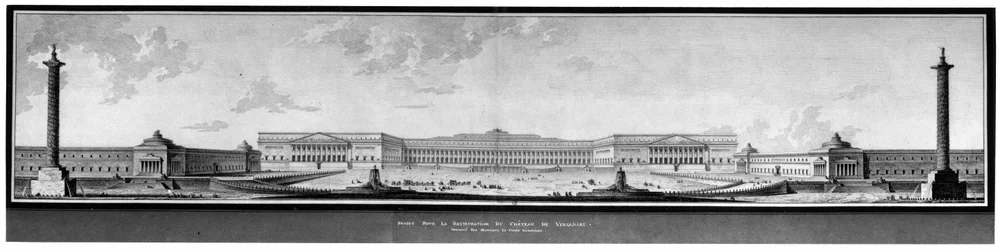 Projekt zur Renovierung des Schlosses Versailles, Aufriss und Perspektive - E.L. Boullée